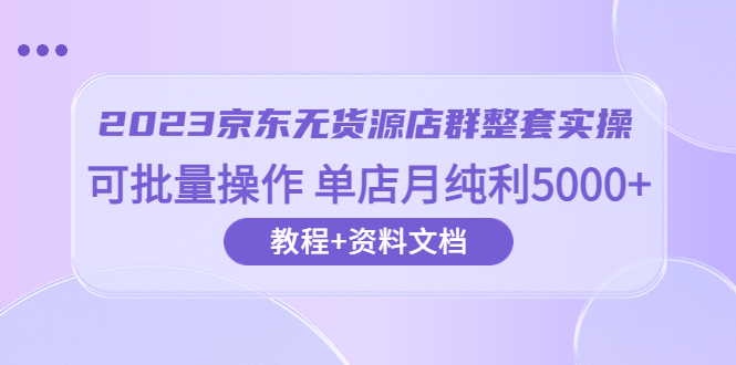 【副业项目6277期】2023京东-无货源店群整套实操 可批量操作 单店月纯利5000+63节课+资料文档-荔枝网络