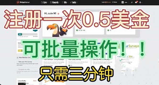 【副业项目6345期】国外项目注册一次0.5美金 只需三分钟无脑操作 可批量放大 小白工作室福利-荔枝网络