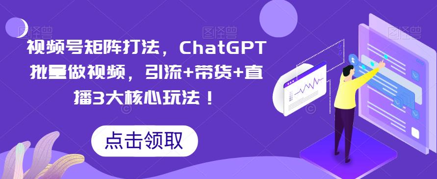 【副业项目6316期】视频号矩阵打法，ChatGPT批量做视频，引流+带货+直播3大核心玩法-荔枝网络