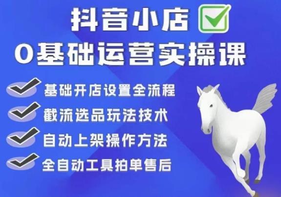 【副业项目6317期】白马电商·0基础抖店运营实操课，基础开店设置全流程，截流选品玩法技术-荔枝网络