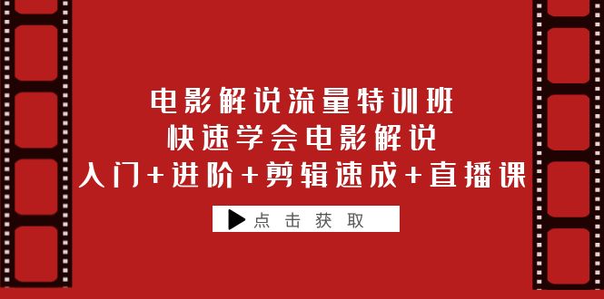 【副业项目6249期】电影解说流量特训班：快速学会电影解说，入门+进阶+剪辑速成+直播课-荔枝网络