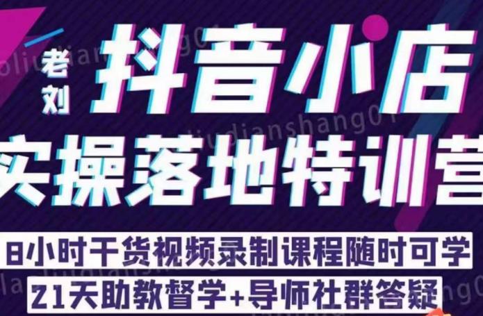 【副业项目6755期】老刘·抖店商品卡流量，​抖音小店实操落地特训营，8小时干货视频录制课程随时可学-荔枝网络