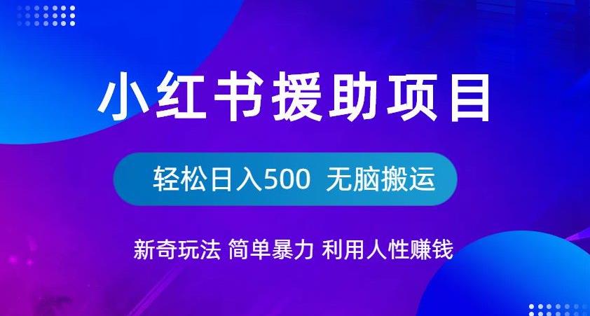 【副业项目6684期】小红书援助项目新奇玩法，简单暴力，无脑搬运轻松日入500【揭秘】-荔枝网络
