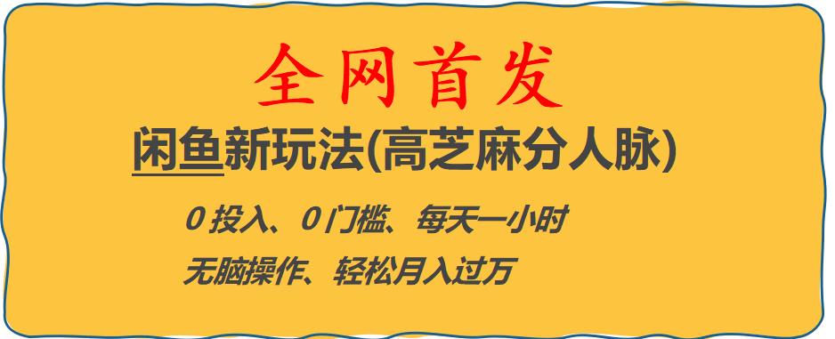 【副业项目6375期】闲鱼新玩法(高芝麻分人脉)0投入0门槛,每天一小时，轻松月入过万【揭秘】-荔枝网络