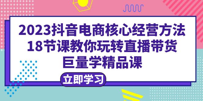 【副业项目6377期】2023抖音电商核心经营方法:18节课教你玩转直播带货,巨量学精品课-荔枝网络
