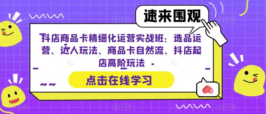 【副业项目6618期】抖店商品卡精细化运营实操班：选品运营、达人玩法、商品卡自然流、抖店起店-荔枝网络