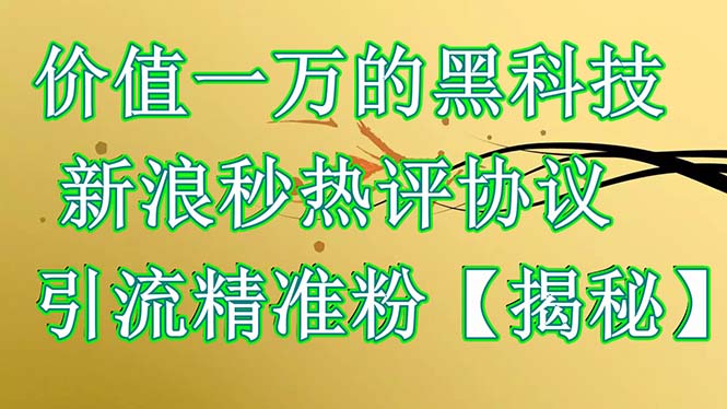 【副业项目6457期】价值一万的黑科技 新浪秒热评协议 引流精准粉【揭秘】-荔枝网络