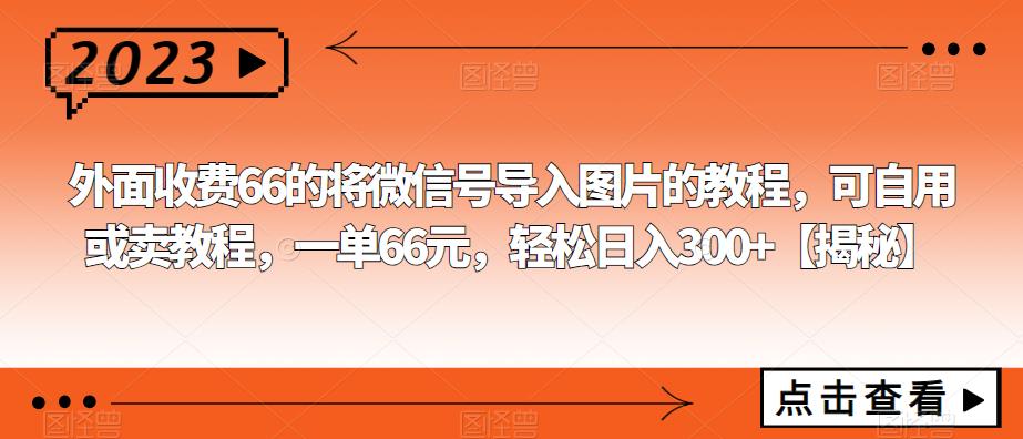 【副业项目6459期】外面收费66的将微信号导入图片的教程，可自用或卖教程，一单66元，轻松日入300+-荔枝网络
