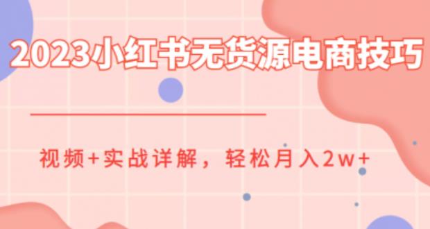 【副业项目6507期】2023小红书无货源电商技巧教程，轻松月入2w+，视频+实战详解-荔枝网络
