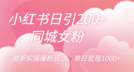 【副业项目6596期】小红书日引200+同城女粉，最新实操爆粉玩法，单日变现1000+-荔枝网络