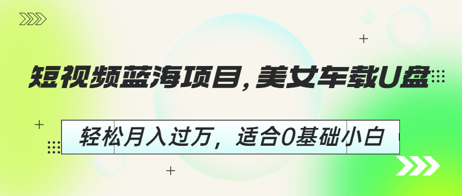 【副业项目6860期】短视频蓝海项目，美女车载U盘，轻松月入过万，适合0基础小白-荔枝网络