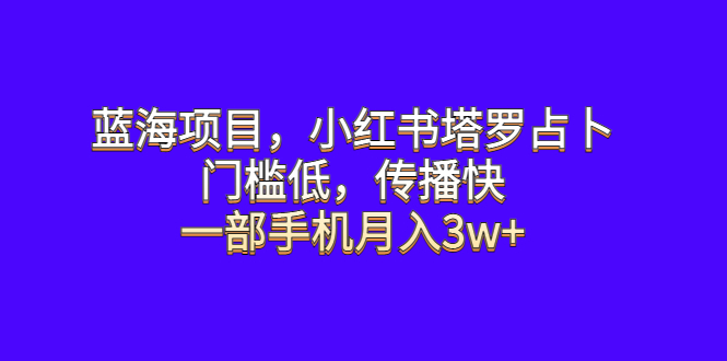 【副业项目6528期】蓝海项目，小红书塔罗占卜，门槛低，传播快，一部手机月入3w+-荔枝网络