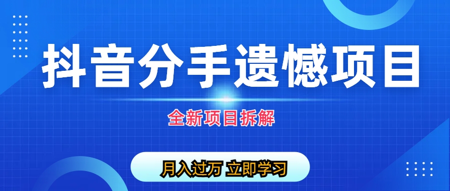 【副业项目6911期】自媒体抖音分手遗憾项目私域项目拆解-荔枝网络