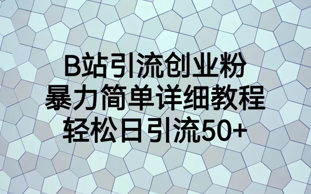 【副业项目6915期】B站引流创业粉,暴力简单详细教程,轻松日引流50+-荔枝网络