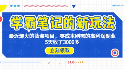 【副业项目7030期】学霸笔记新玩法，最近爆火的蓝海项目，0成本高利润副业，5天收了3000多-荔枝网络