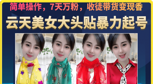 【副业项目7149期】美女大头贴暴力起号教学，简单操作，7天万粉-荔枝网络