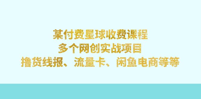 【副业项目7334期】某付费星球课程：多个网创实战项目，撸货线报、流量卡、闲鱼电商等等-荔枝网络