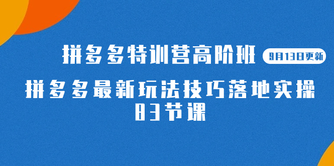 【副业项目7470期】2023拼多多·特训营高阶班【9月13日更新】拼多多最新玩法技巧落地实操-83节-荔枝网络