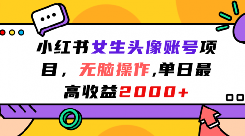 【副业项目7177期】小红书女生头像账号项目，单日最高2000+-荔枝网络