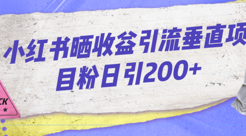 【副业项目7194期】小红书晒收益图引流垂直项目粉日引200+-荔枝网络