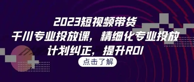 【副业项目7208期】2023短视频带货-千川专业投放课，精细化专业投放-荔枝网络