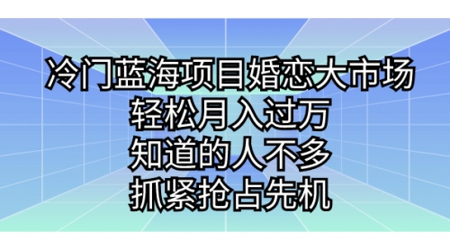 【副业项目7246期】冷门蓝海项目婚恋大市场，轻松月入过万-荔枝网络