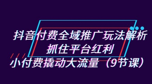 【副业项目7305期】抖音付费全域推广玩法解析：抓住平台红利，小付费撬动大流量（9节课）-荔枝网络