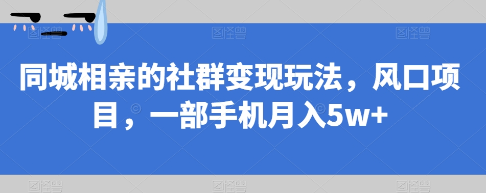 【副业项目7512期】同城相亲的社群变现玩法，风口项目，一部手机月入5w+【揭秘】-荔枝网络