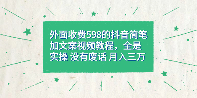 【副业项目7528期】外面收费598抖音简笔加文案教程，全是实操 没有废话 月入三万（教程+资料）-荔枝网络