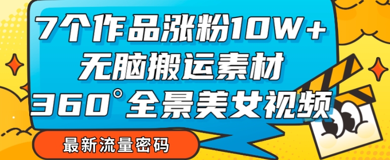 【副业项目7945期】7个作品涨粉10W+，无脑搬运素材，全景美女视频爆款玩法分享【揭秘】-荔枝网络