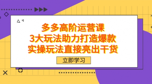 【副业项目7758期】拼多多高阶·运营课，3大玩法助力打造爆款，实操玩法直接亮出干货-荔枝网络