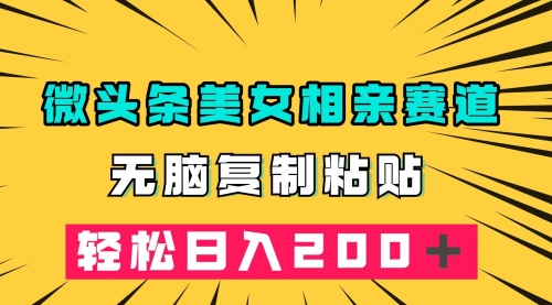 【副业项目7873期】微头条冷门美女相亲赛道，无脑复制粘贴，轻松日入200-荔枝网络
