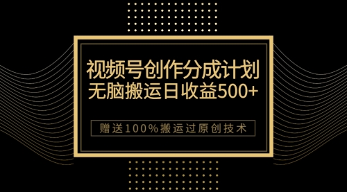 【副业项目7902期】最新视频号创作分成计划，无脑搬运一天收益500+，100%搬运过原创技巧-荔枝网络