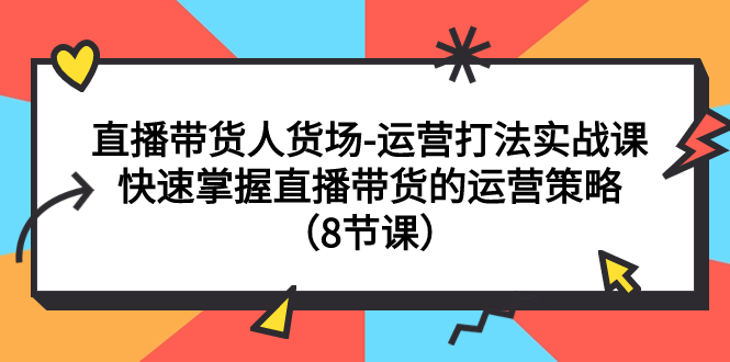 【副业项目7982期】直播带货人货场-运营打法实战课：快速掌握直播带货的运营策略（8节课）-荔枝网络