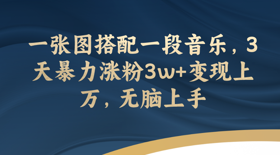 【副业项目7984期】一张图搭配一段音乐，3天暴力涨粉3w+变现上万，无脑上手-荔枝网络