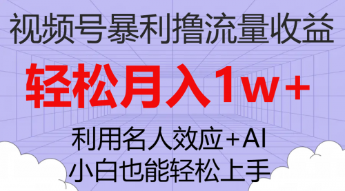 【副业项目7966期】视频号暴利撸流量收益，小白也能轻松上手，轻松月入1w+-荔枝网络