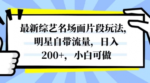 【副业项目8334期】最新综艺名场面片段玩法，明星自带流量，日入200+，小白可做-荔枝网络