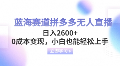 【副业项目8495期】蓝海赛道拼多多无人直播，日入2600+，0成本变现，小白也能轻松上手-荔枝网络