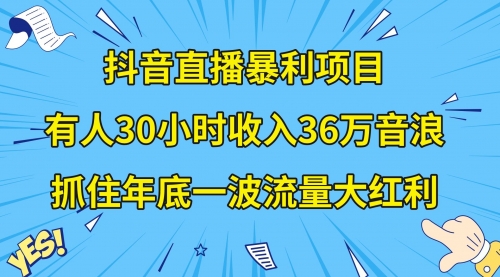 【副业项目8538期】抖音直播暴利项目,有人30小时收入36万音浪-荔枝网络