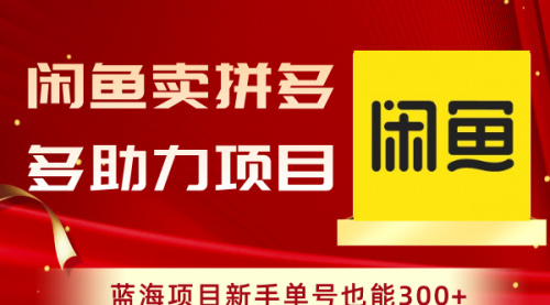【副业项目8601期】闲鱼卖拼多多助力项目，蓝海项目新手单号也能300+-荔枝网络