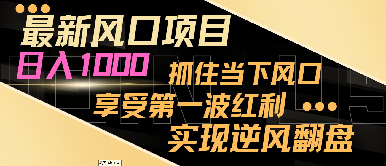 【副业8650期】最新风口项目，日入过千，抓住当下风口，享受第一波红利，实现逆风翻盘-荔枝网络