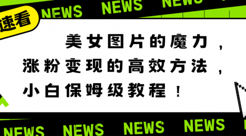 【副业8733期】美女图片的魔力，涨粉变现的高效方法，小白保姆级教程！-荔枝网络