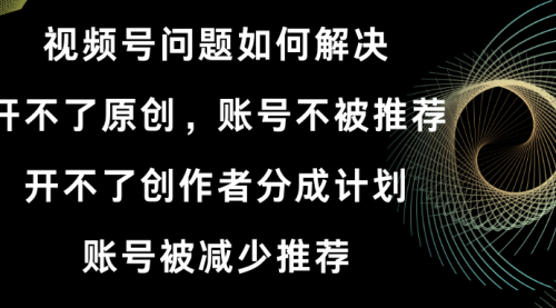 【副业8758期】视频号开不了原创和创作者分成计划解决办法-荔枝网络