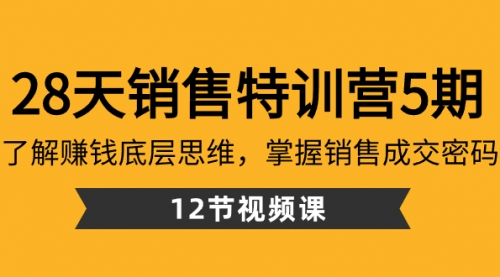 【副业8768期】28天·销售特训营5期：了解赚钱底层思维，掌握销售成交密码（12节课）-荔枝网络