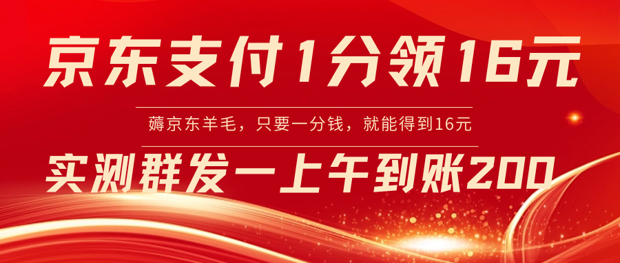 【副业8772期】京东活动：支付1分得16元实操到账200-荔枝网络