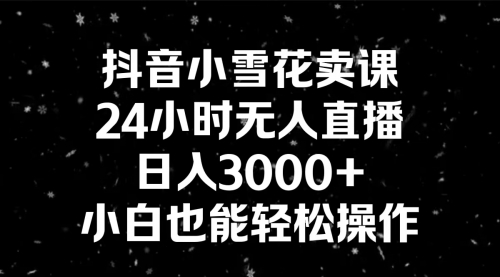 【副业8778期】抖音小雪花卖课,24小时无人直播,日入3000+,小白也能轻松操作-荔枝网络