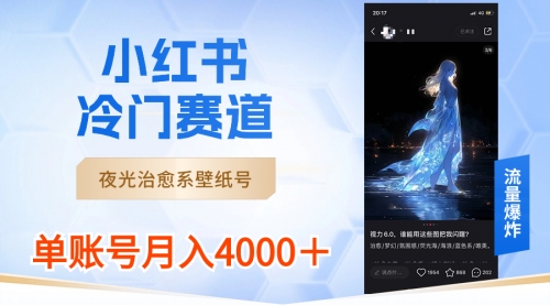 【副业8816期】小红书冷门赛道，夜光治愈系壁纸号，单号月入4000＋-荔枝网络