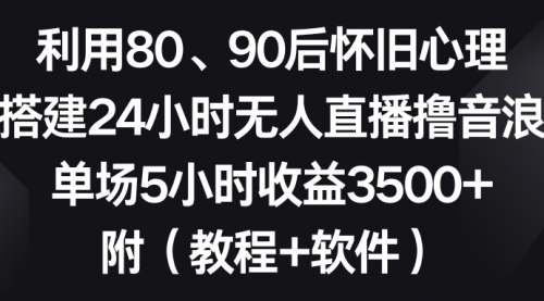 【副业8891期】利用80、90后怀旧心理，搭建24小时无人直播撸音浪，单场5小时收益3500+-荔枝网络