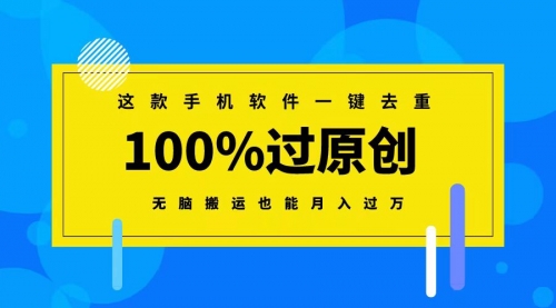 【副业8892期】这款手机软件一键去重，100%过原创 无脑搬运也能月入过万-荔枝网络