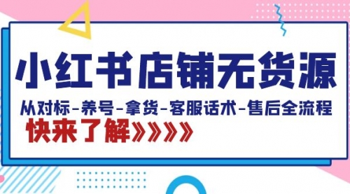 【副业8940期】小红书店铺无货源：从对标-养号-拿货-客服话术-售后全流程（20节课）-荔枝网络